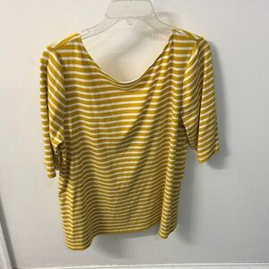 Old Navy Yellow and White Striped Short Sleeve Tee